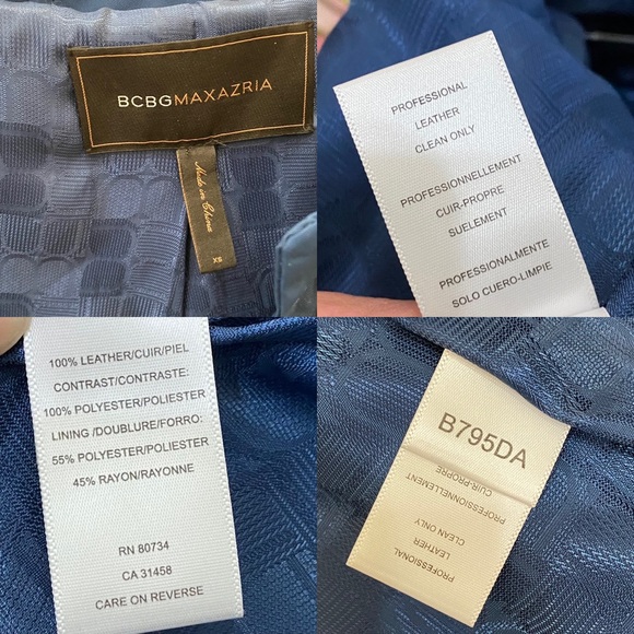 BCBGMaxAzria Blue Cropped Hooded 100% Leather Jacket Size XS - Picture 16 of 16